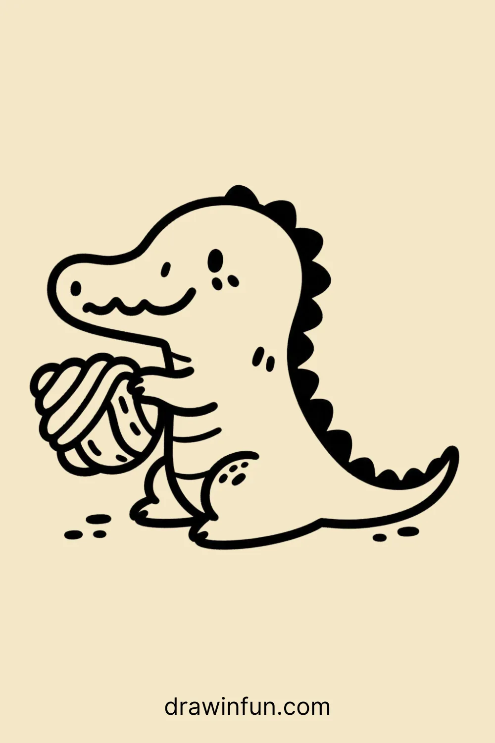 Alligator with a Shell easy drawing