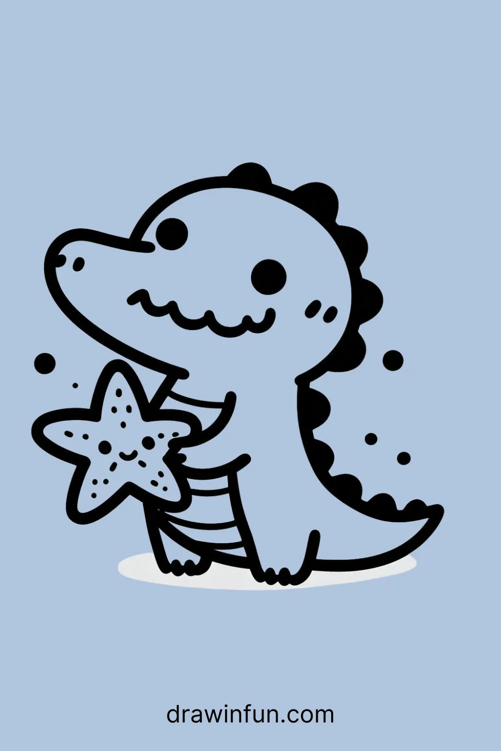 Alligator with a Starfish easy drawing