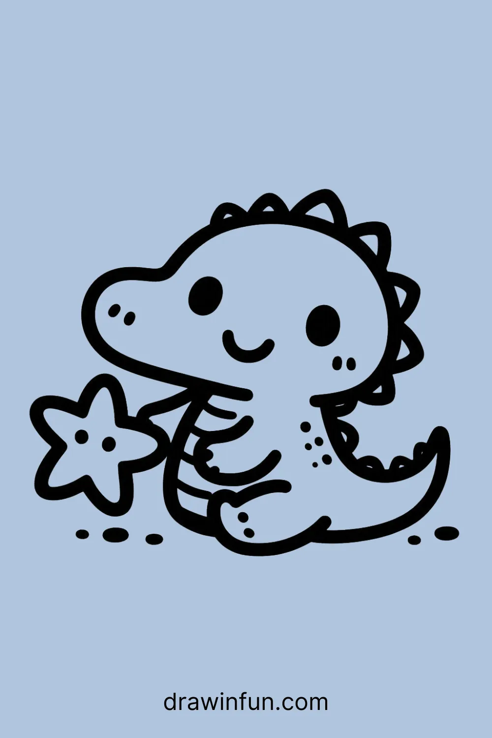 Alligator with a Starfish easy drawing