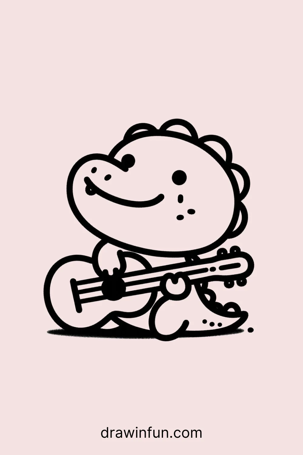 Alligator with a Guitar easy drawing