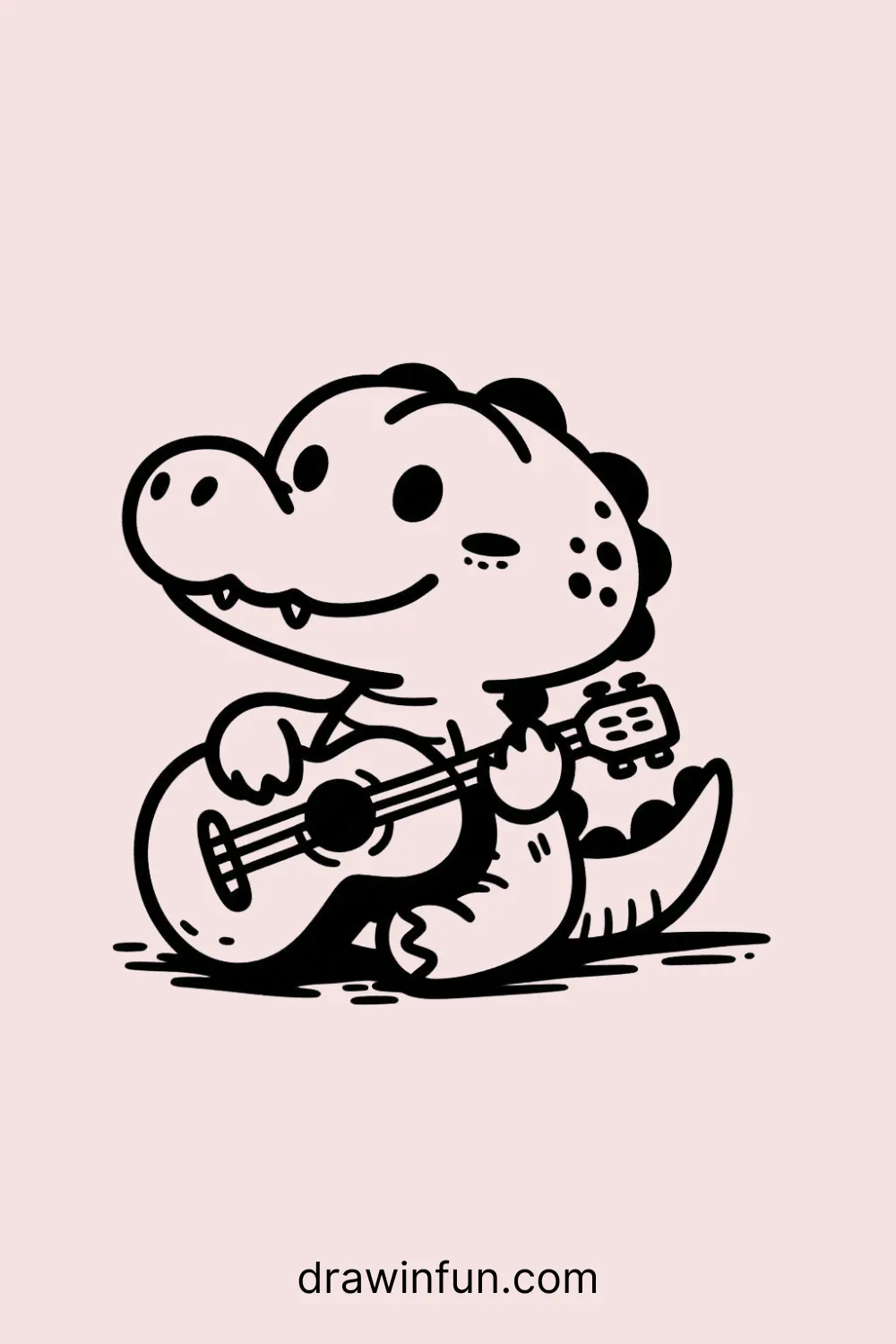 Alligator with a Guitar easy drawing