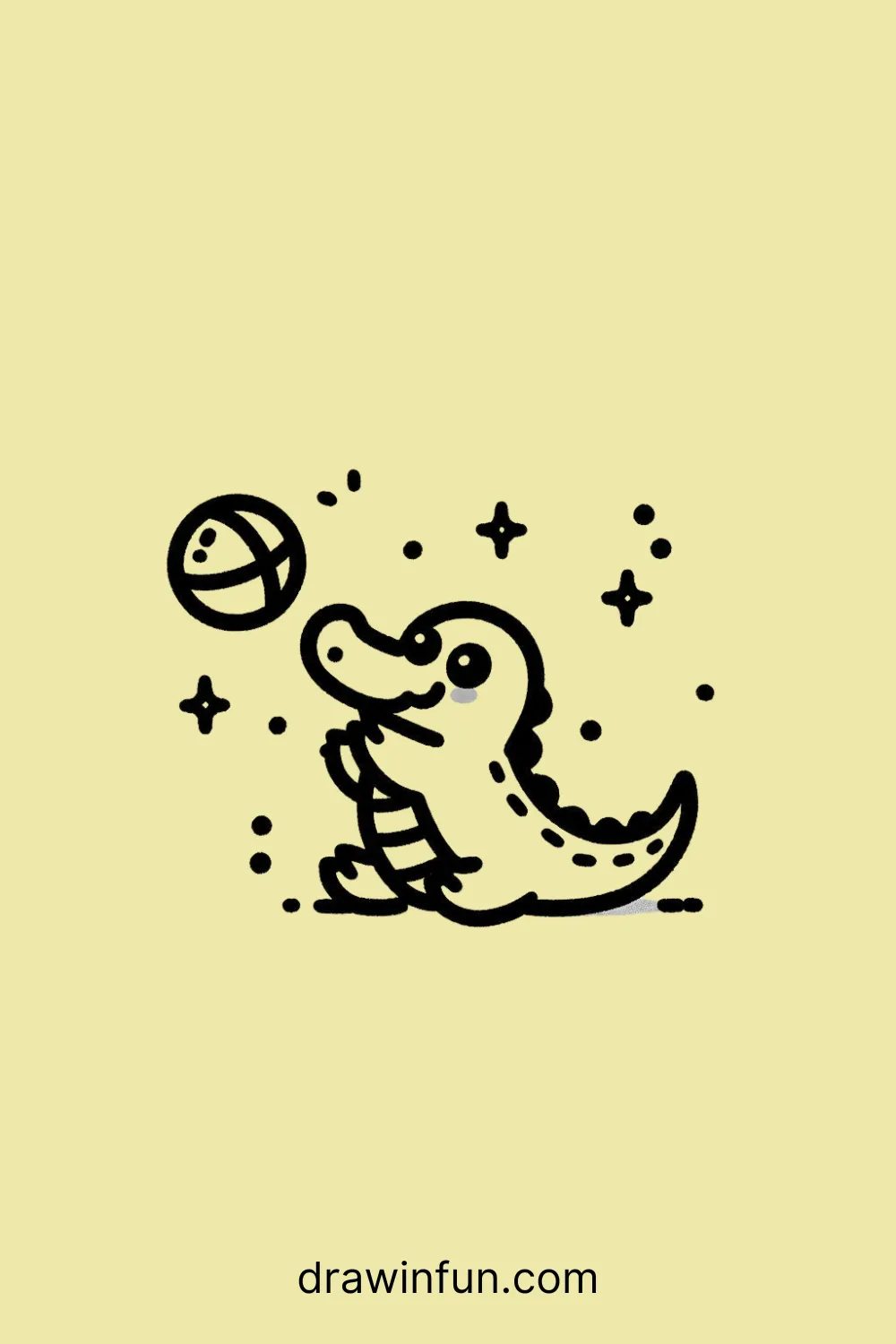 Alligator with a Ball easy drawing