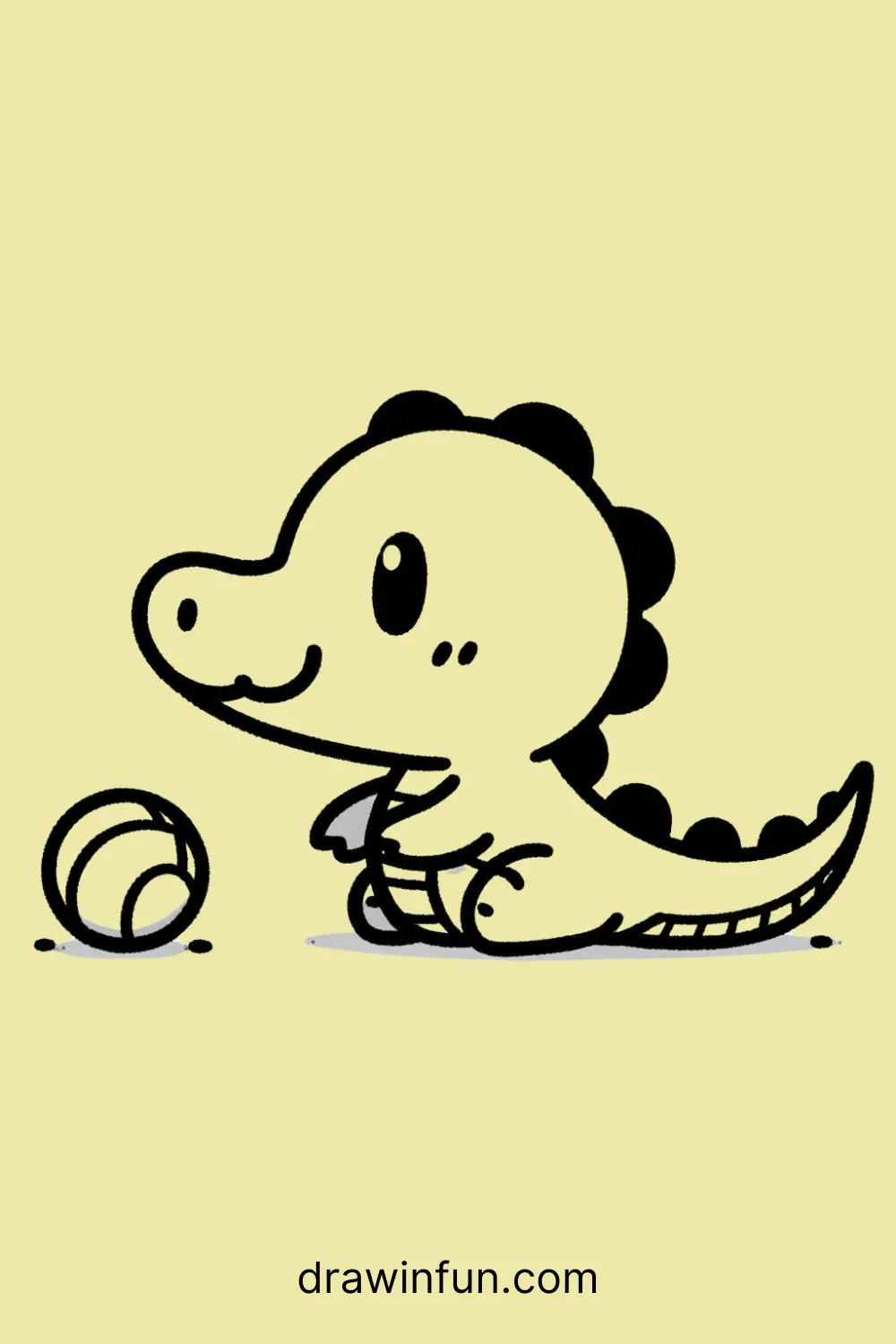 Alligator with a Ball easy drawing