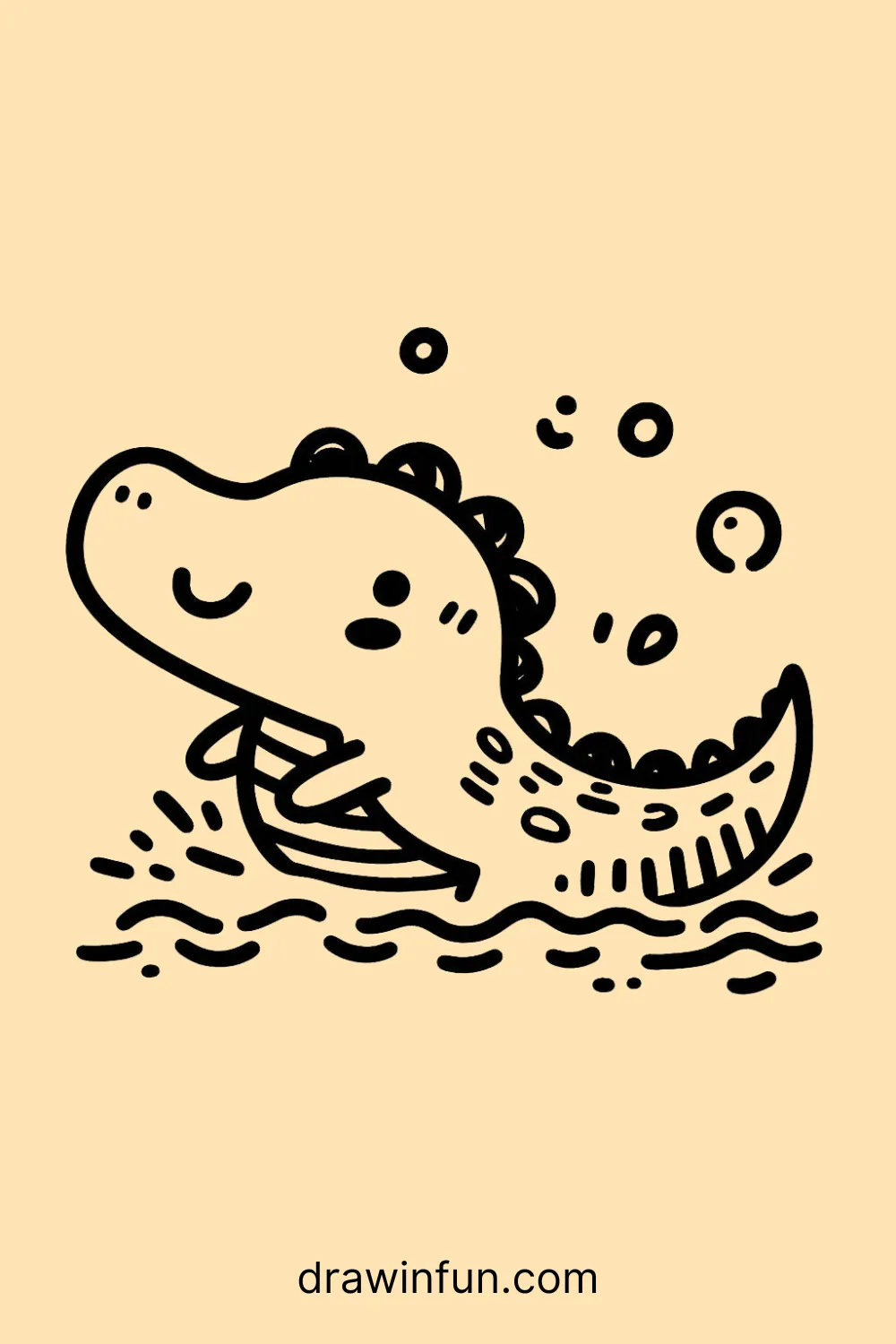 Alligator Swimming easy drawing