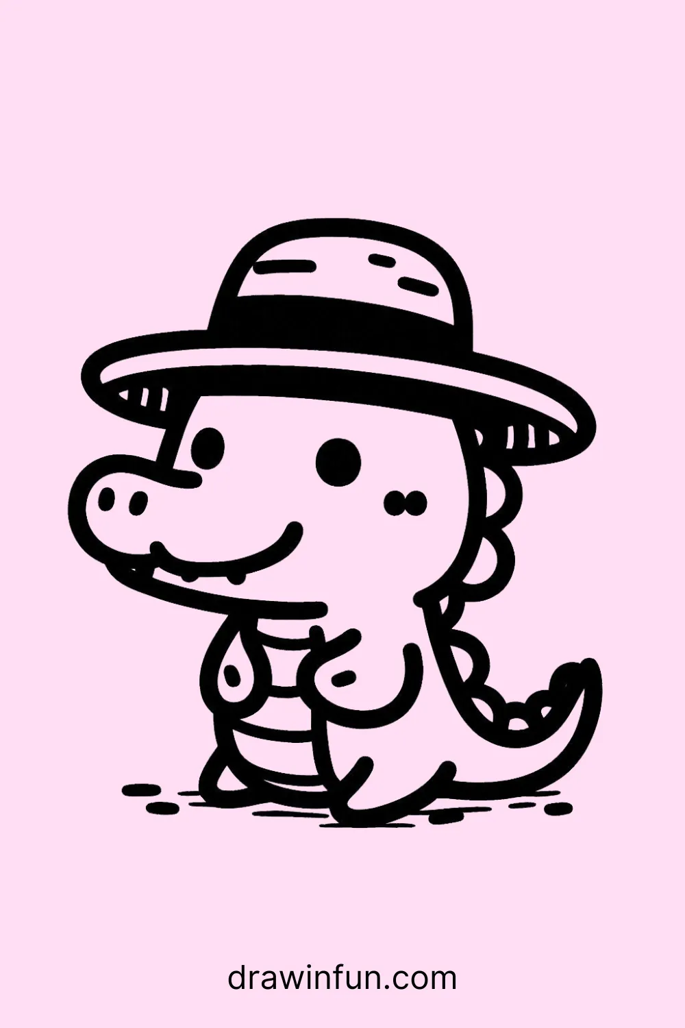 Alligator with a Hat easy drawing