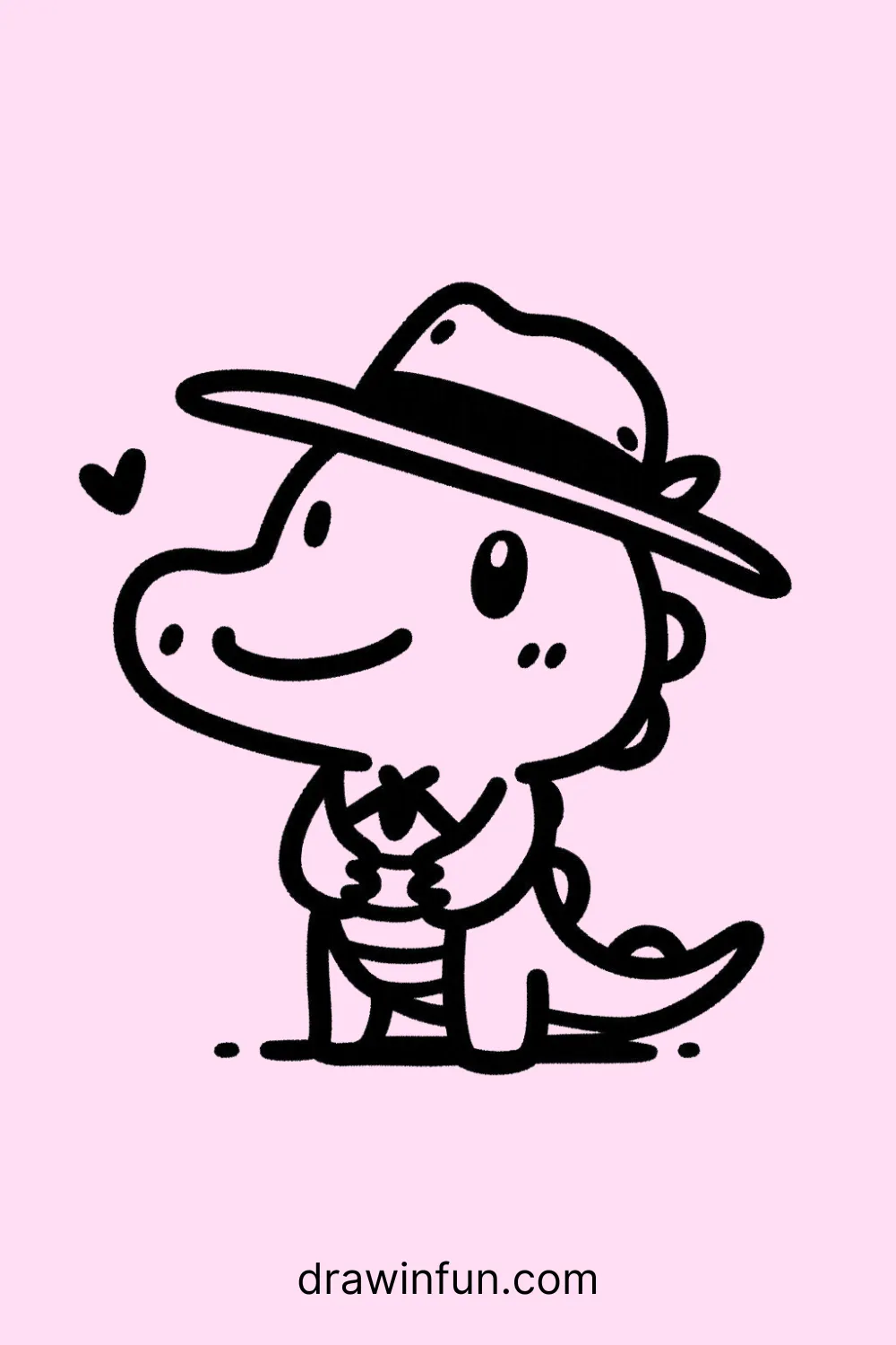 Alligator with a Hat easy drawing