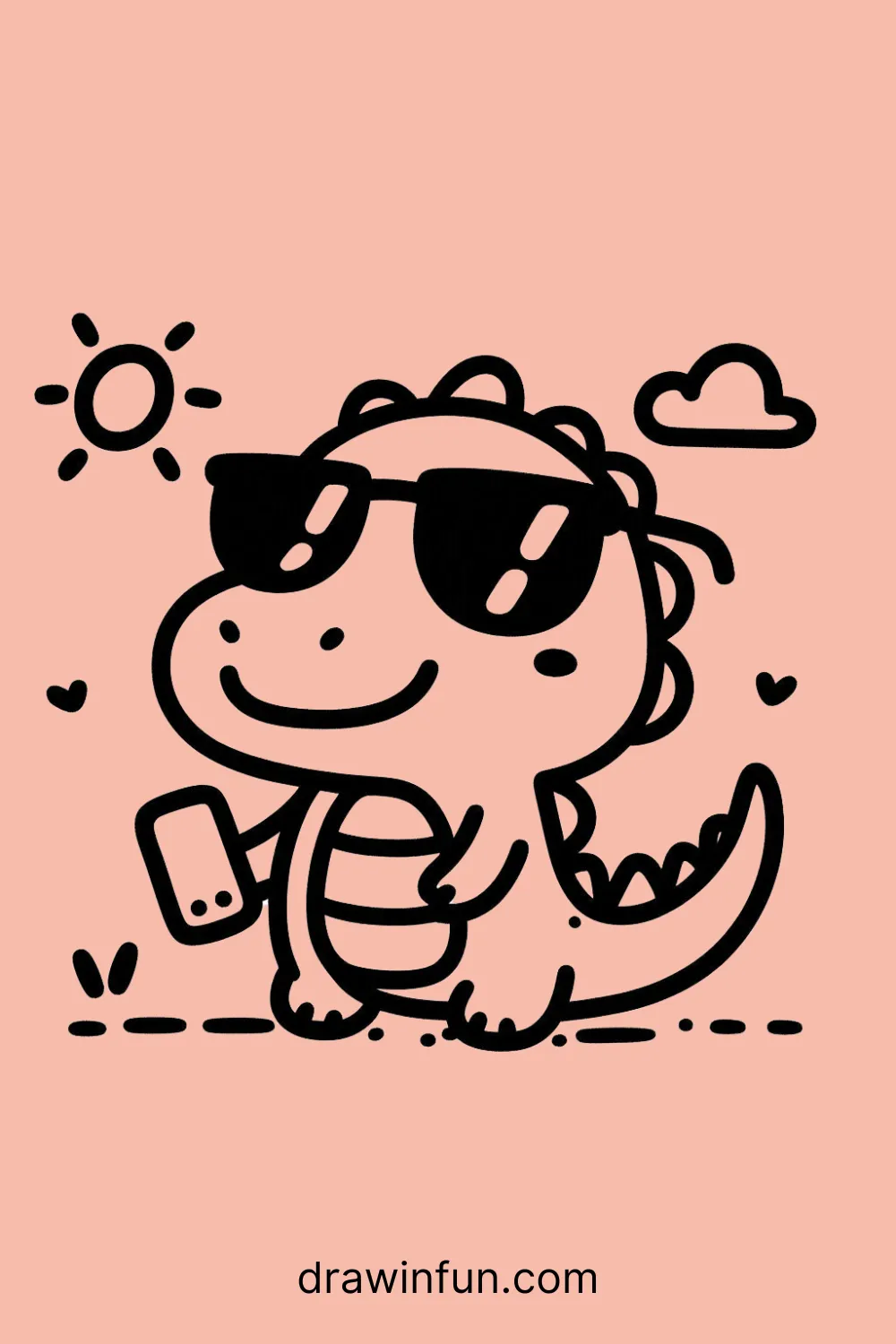 Alligator with Sunglasses easy drawing