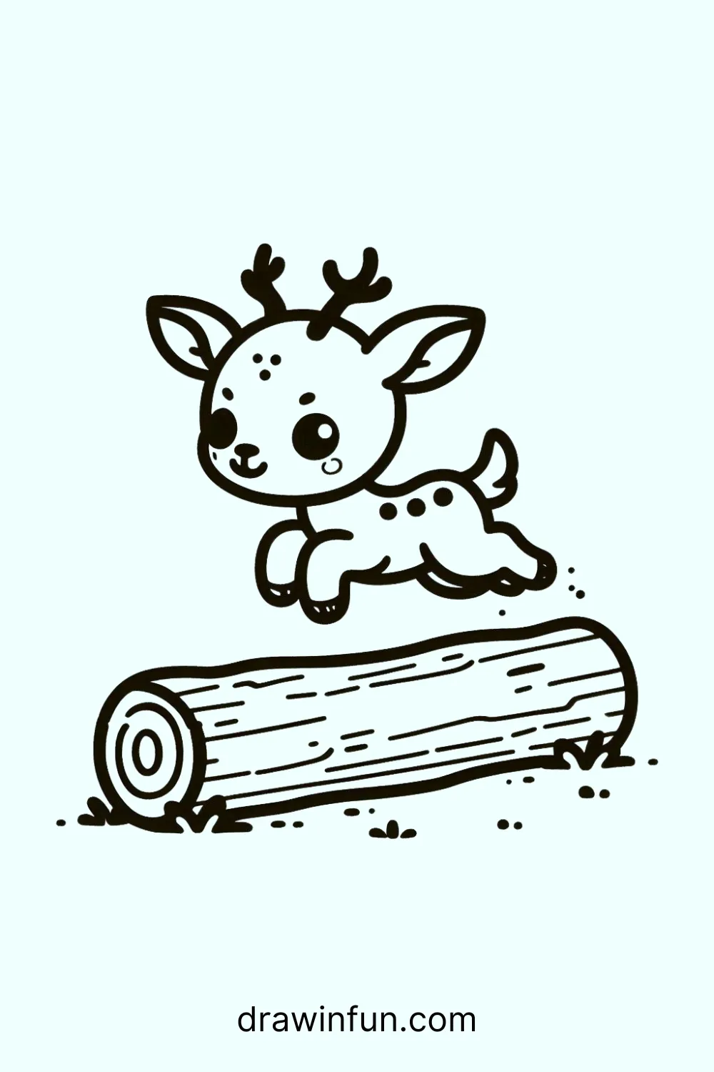 An antelope jumping over a log easy drawing