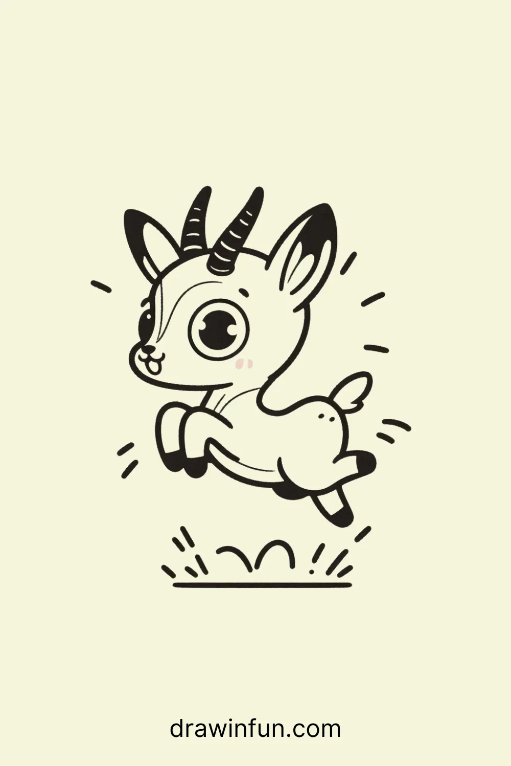 An antelope jumping with joy easy drawing