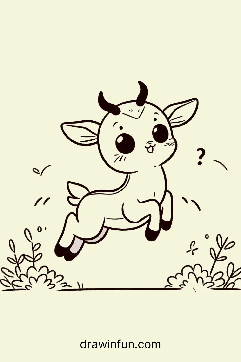 An antelope jumping with joy easy drawing