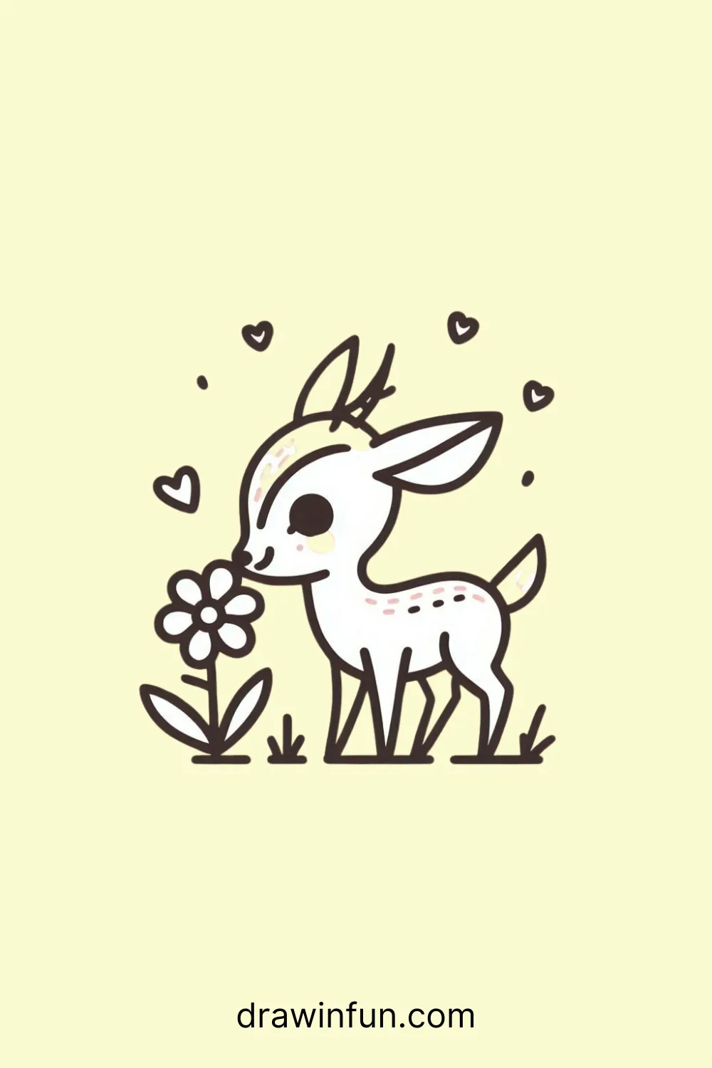 An antelope nuzzling a flower easy drawing