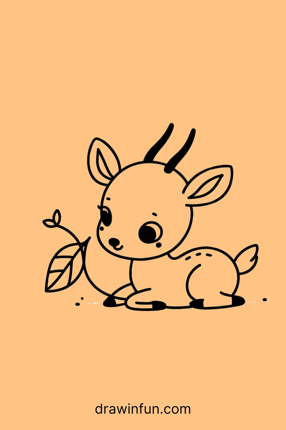 An antelope playing with a leaf easy drawing