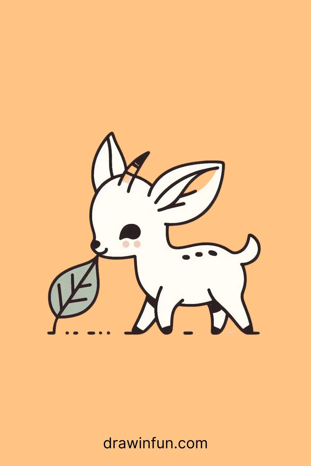 An antelope playing with a leaf easy drawing