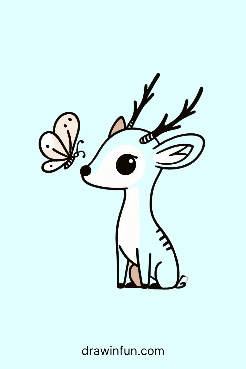 An antelope sniffing a butterfly easy drawing