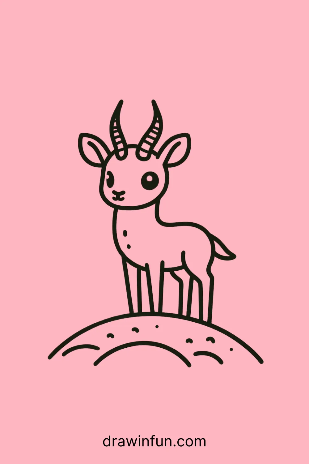 An antelope standing on a small hill easy drawing