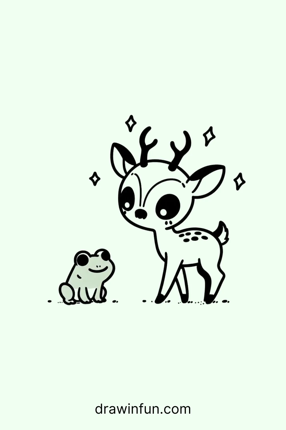 Antelope and Frog Friends easy drawing