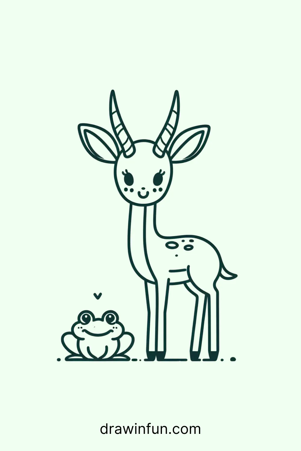 Antelope and Frog Friends easy drawing