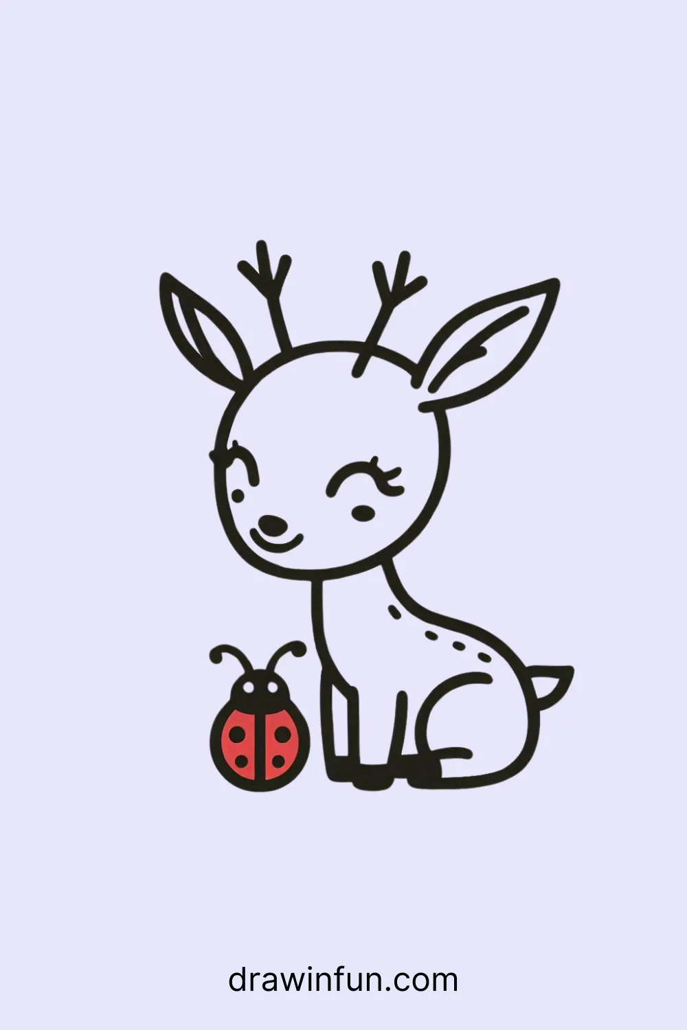 Antelope and Ladybug Friend easy drawing