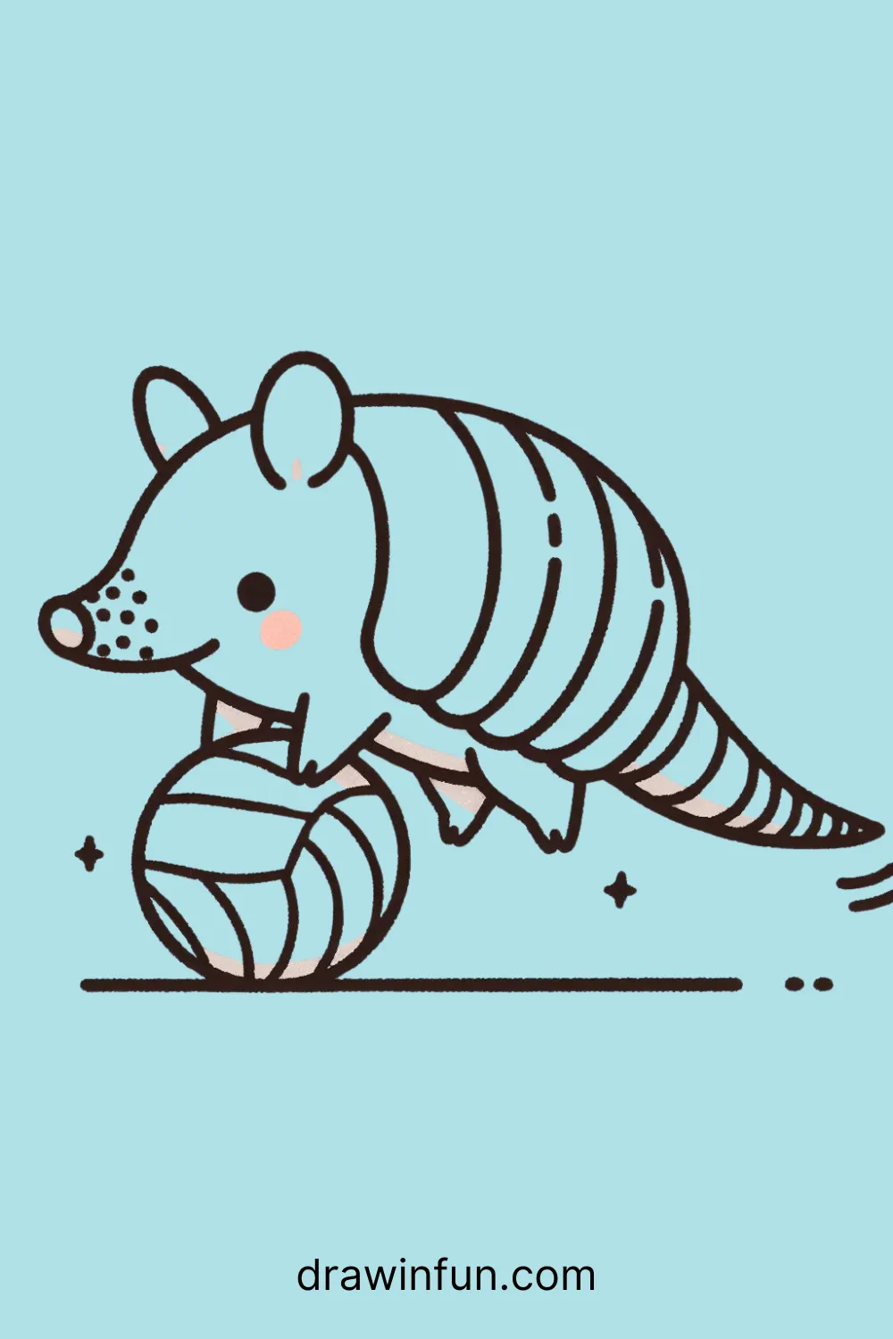 Armadillo Balancing on a Ball easy drawing