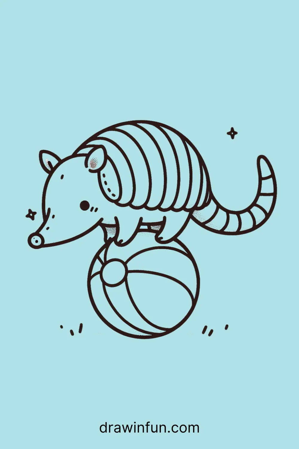 Armadillo Balancing on a Ball easy drawing