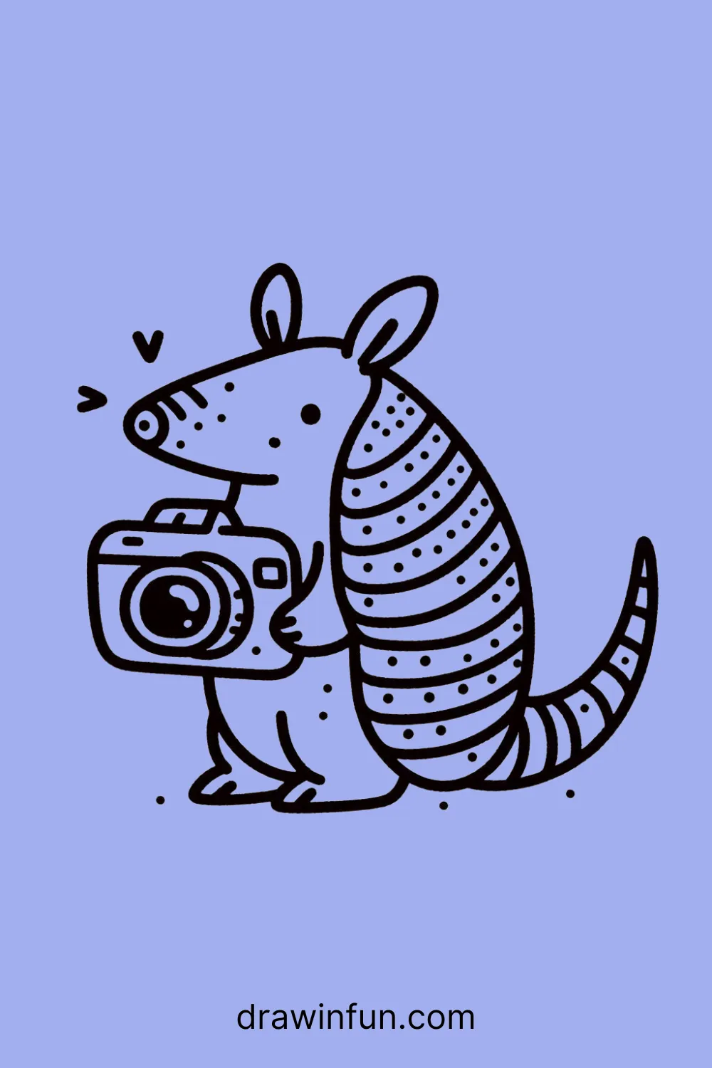 Armadillo with a Camera easy drawing