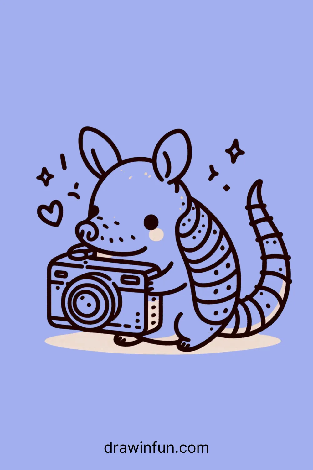 Armadillo with a Camera easy drawing