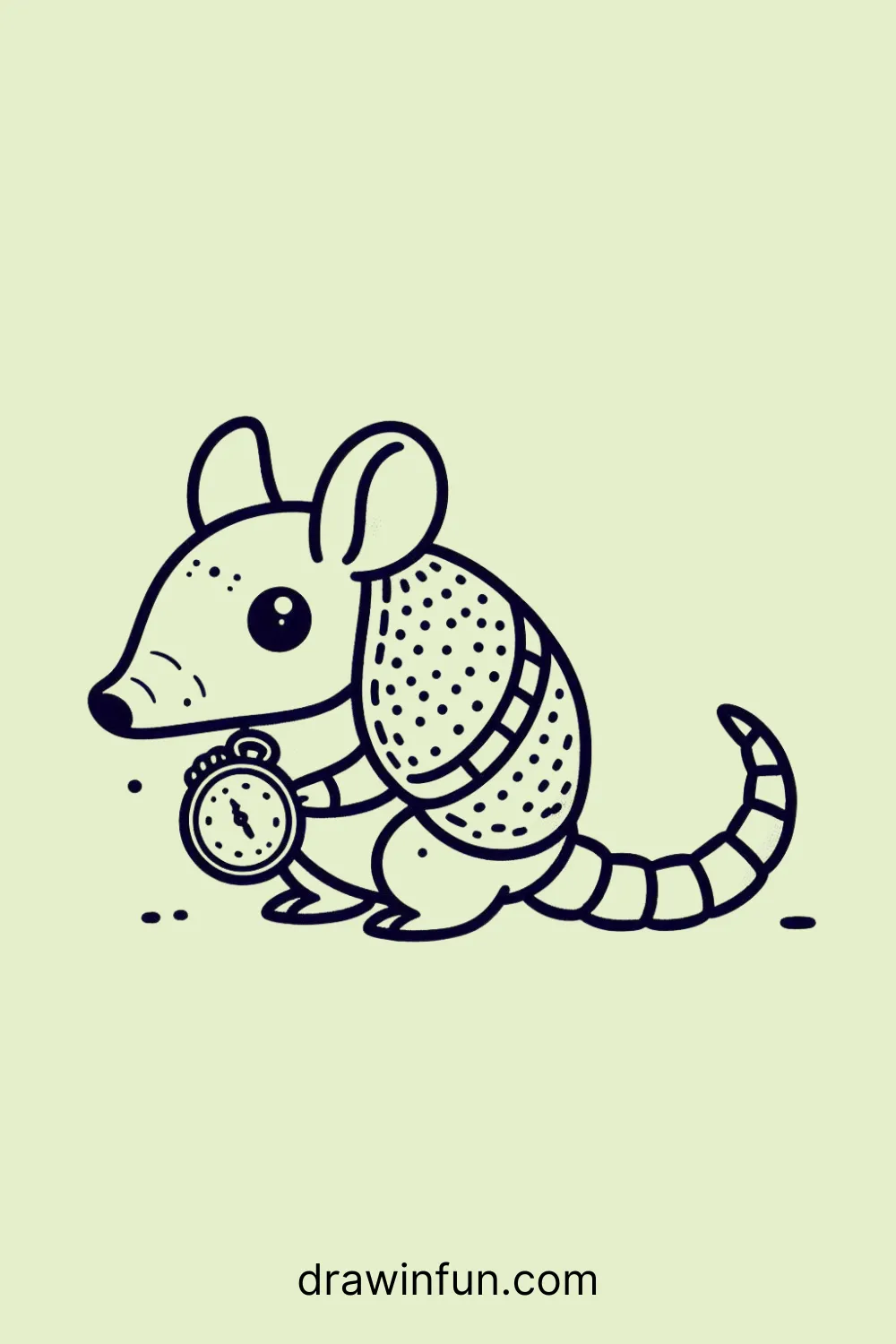 Armadillo with a Pocket Watch easy drawing