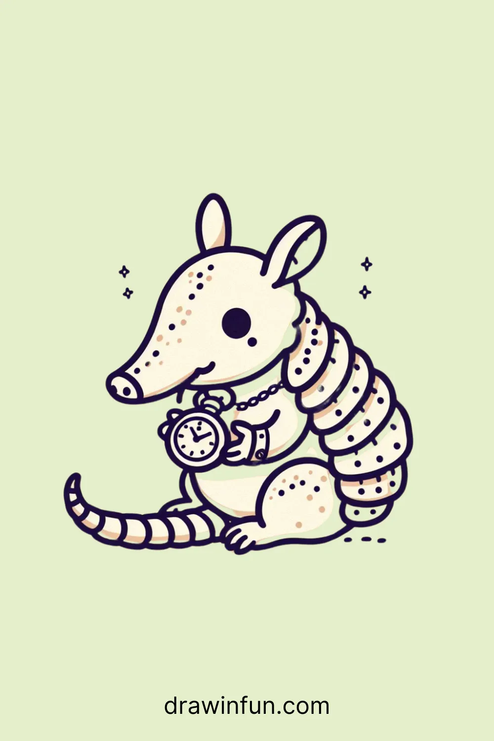 Armadillo with a Pocket Watch easy drawing