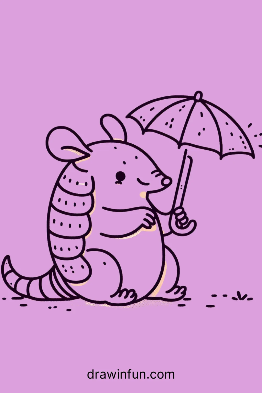 Armadillo with a Tiny Umbrella easy drawing