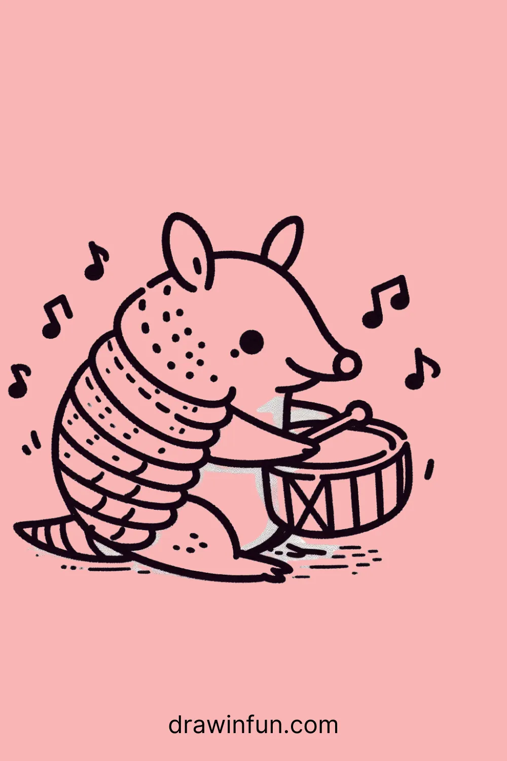 Armadillo with a Small Drum easy drawing