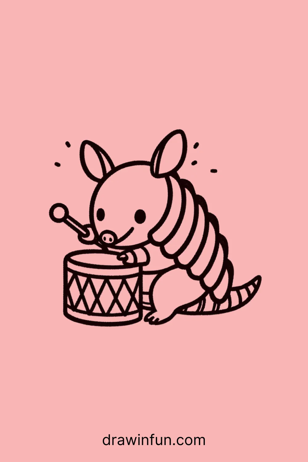 Armadillo with a Small Drum easy drawing