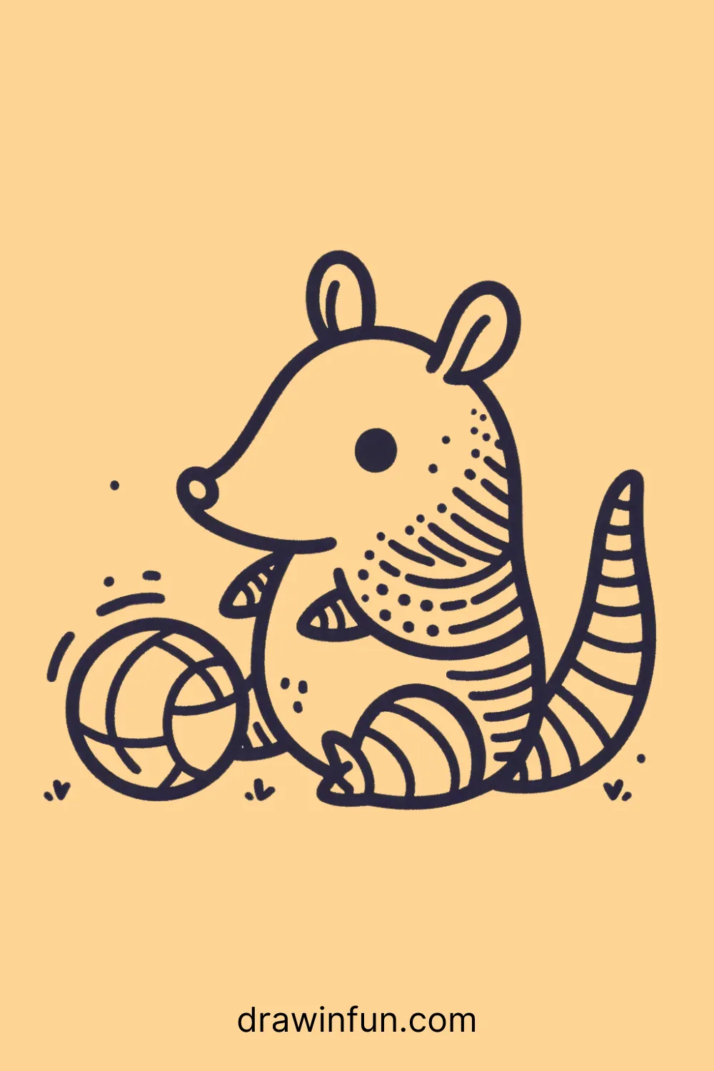 Armadillo Playing with a Ball easy drawing