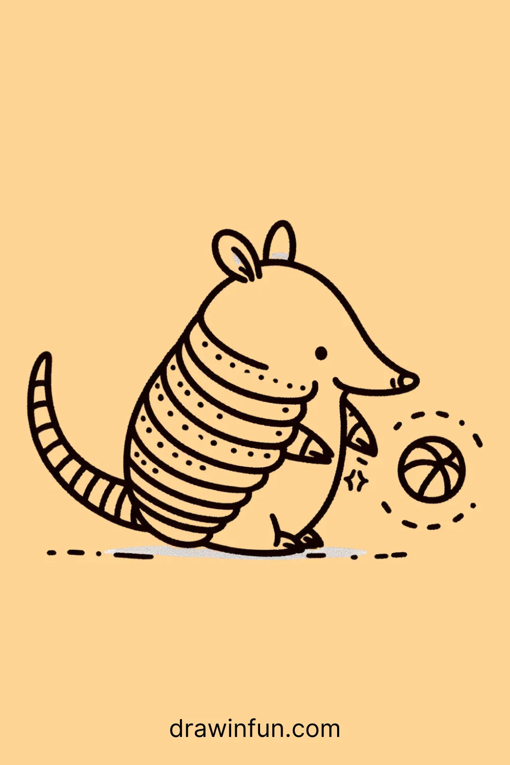 Armadillo Playing with a Ball easy drawing