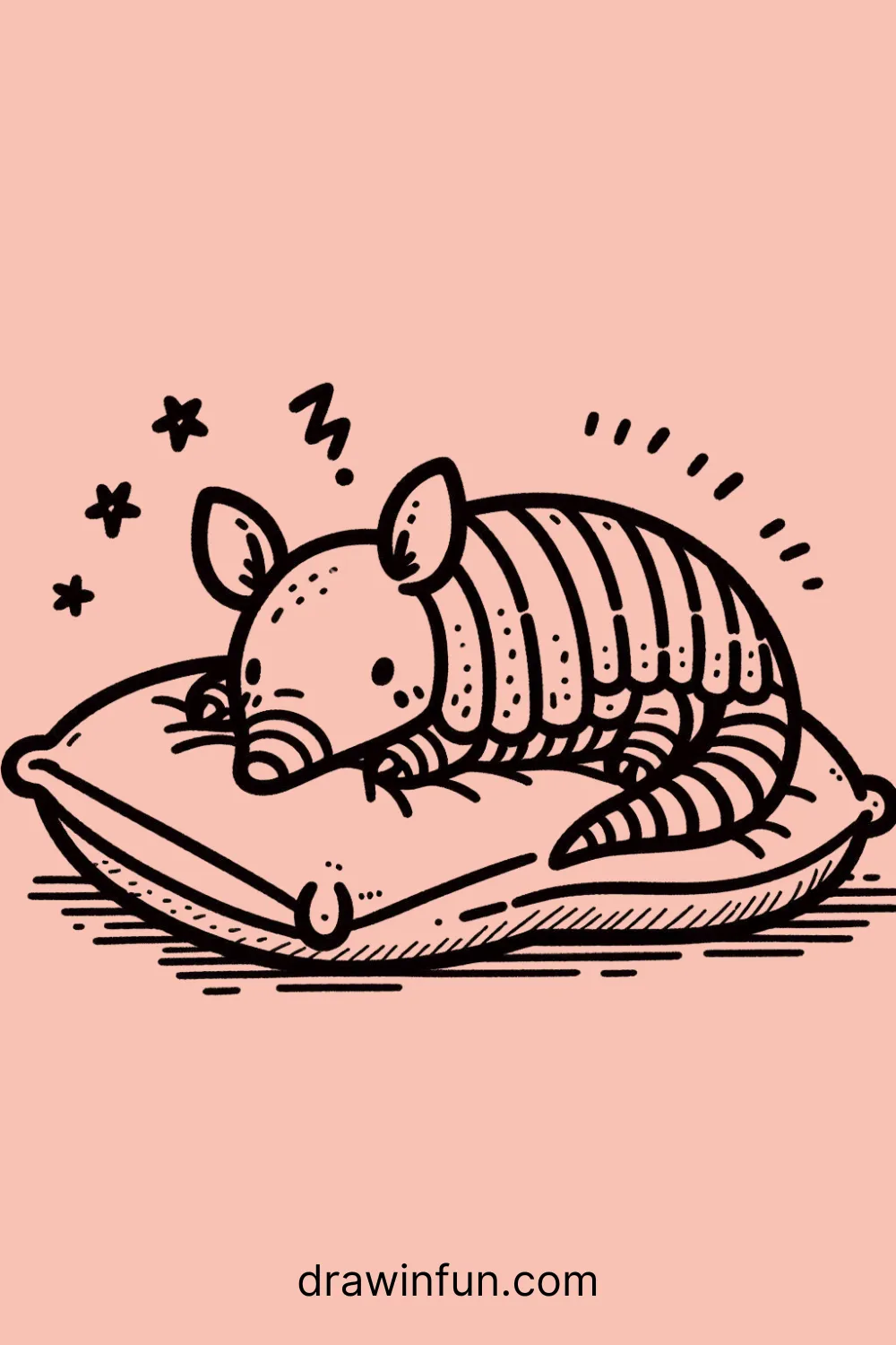 Armadillo with a Pillow easy drawing