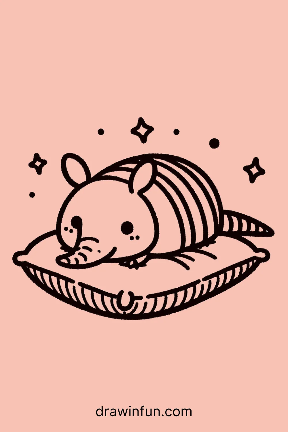 Armadillo with a Pillow easy drawing