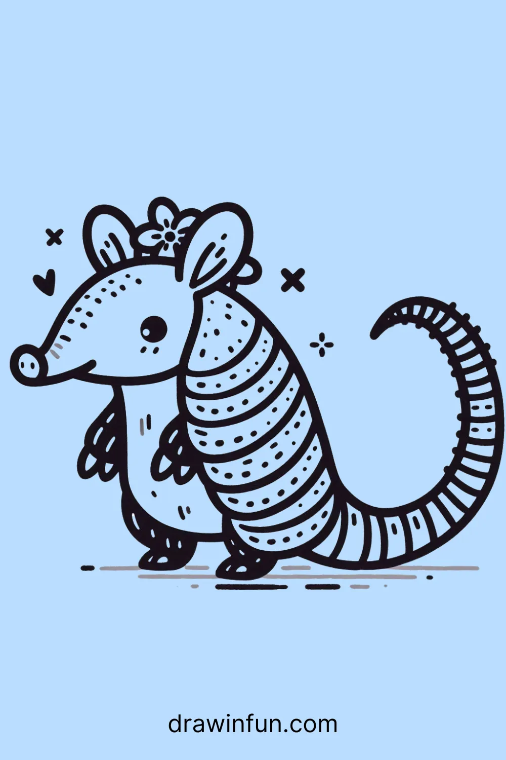 Armadillo Standing Up easy drawing