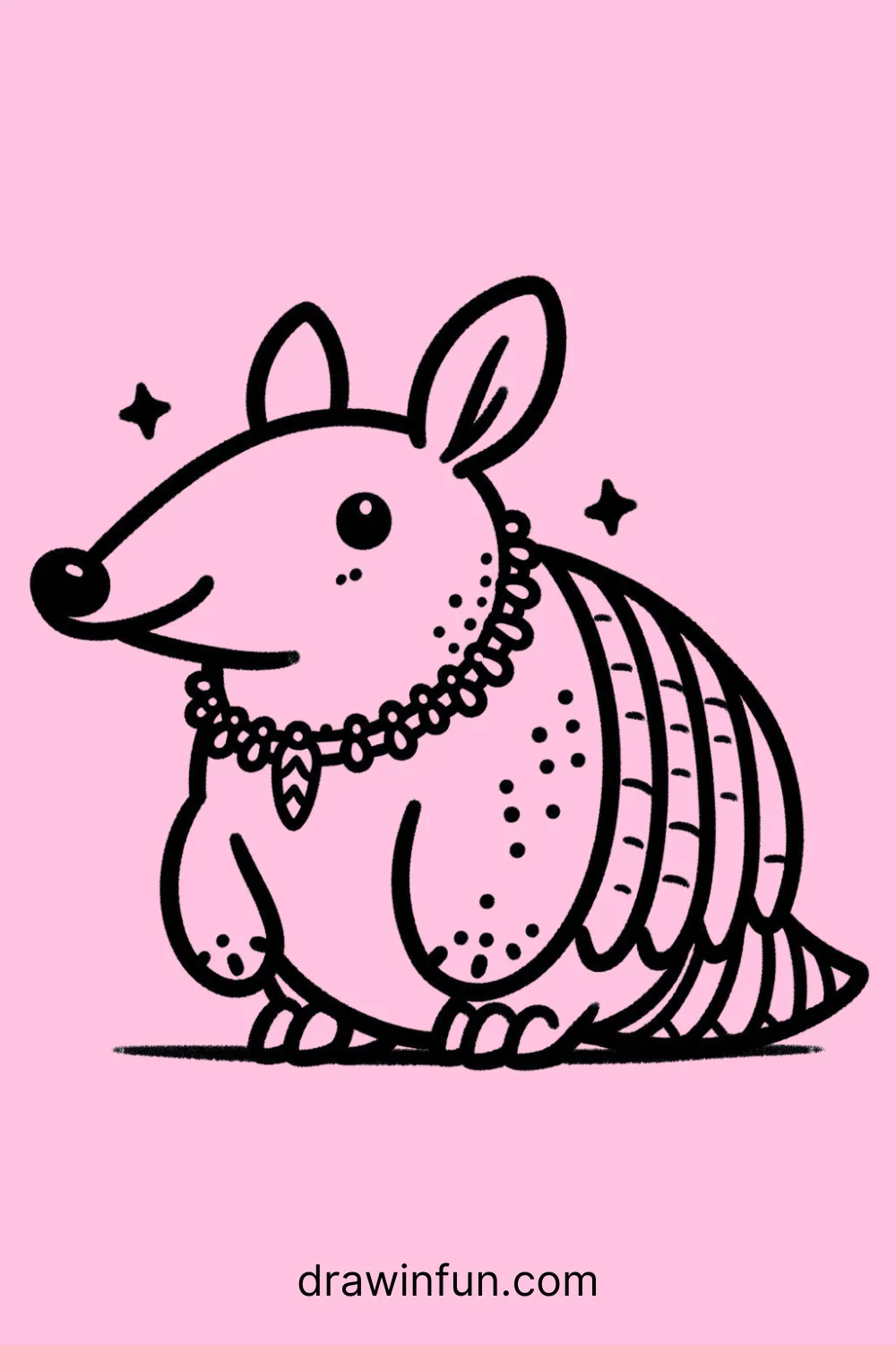 Armadillo with a Necklace easy drawing