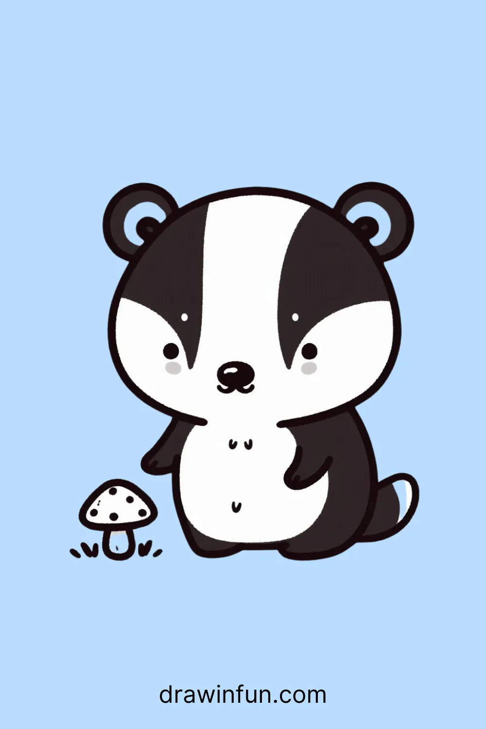 A badger holding a tiny mushroom easy drawing