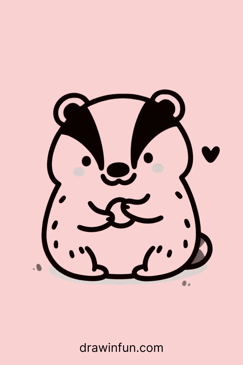 A badger holding a tiny pebble easy drawing