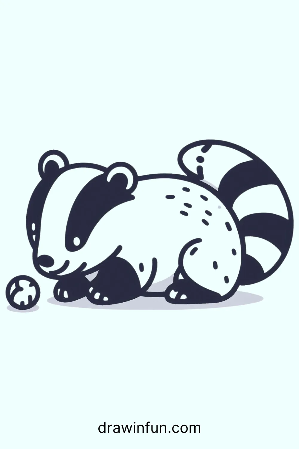 A badger playing with a small ball easy drawing