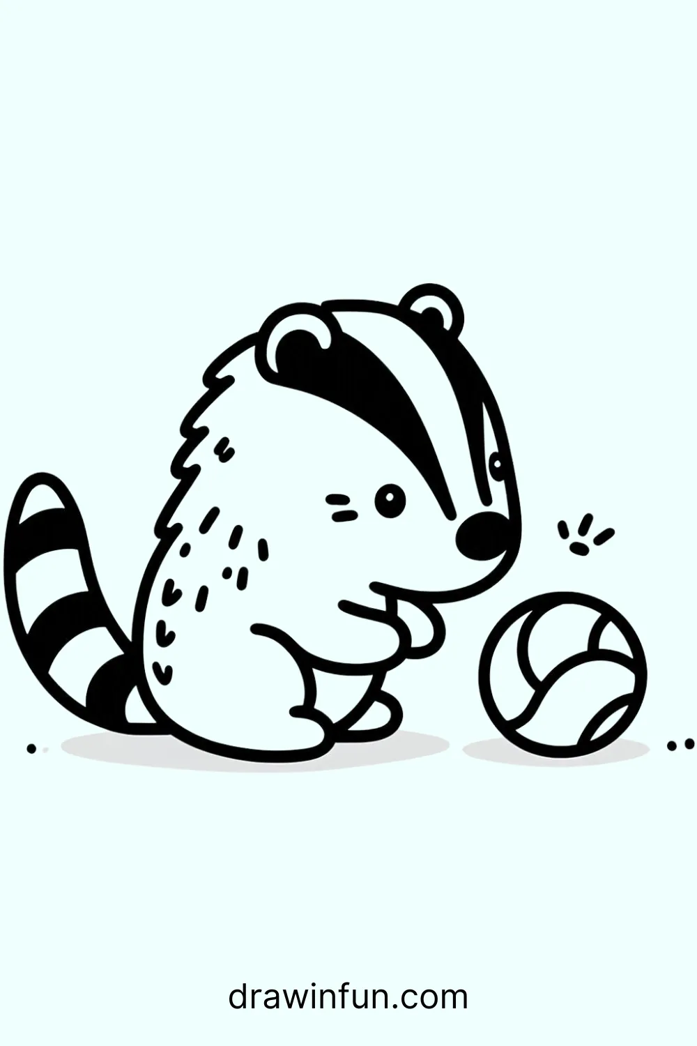 A badger playing with a small ball easy drawing