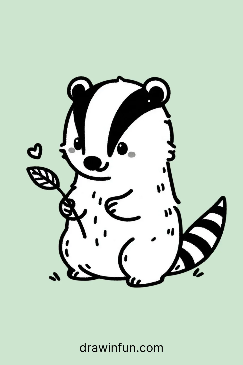 A badger playing with a small leaf easy drawing