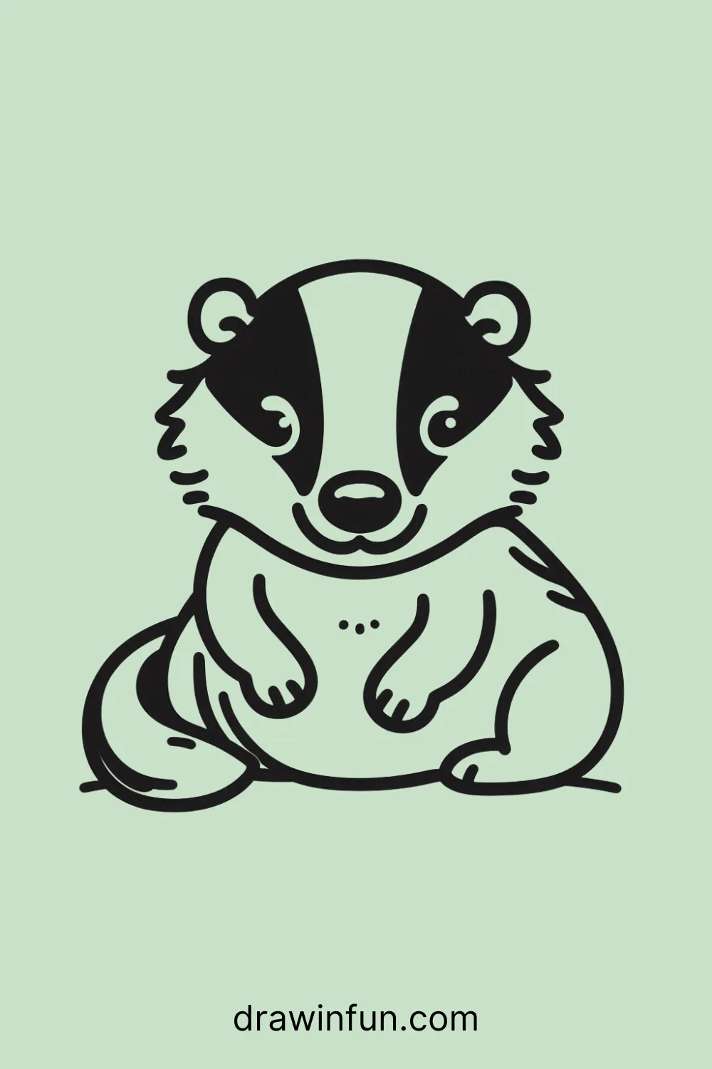 A badger resting with a content smile easy drawing