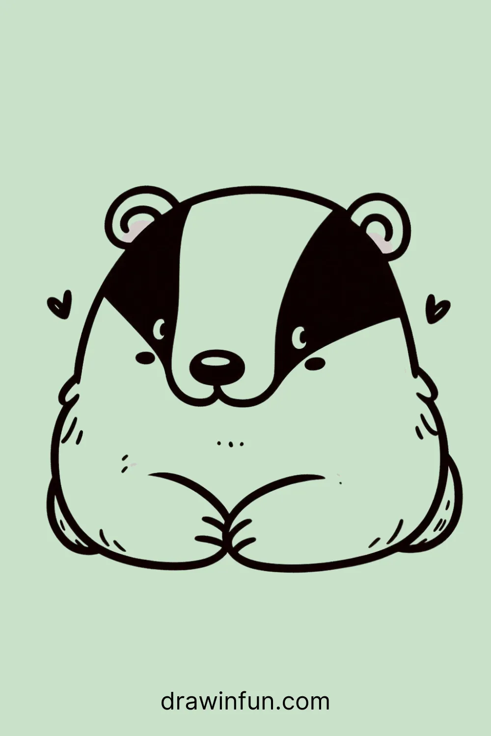 A badger resting with a content smile easy drawing