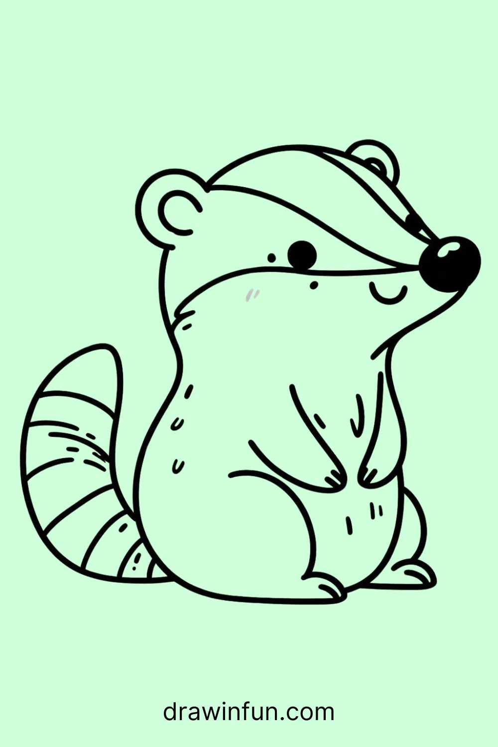 A badger sitting with a playful expression  easy drawing