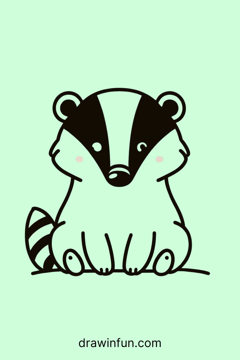 A badger sitting with a playful expression easy drawing