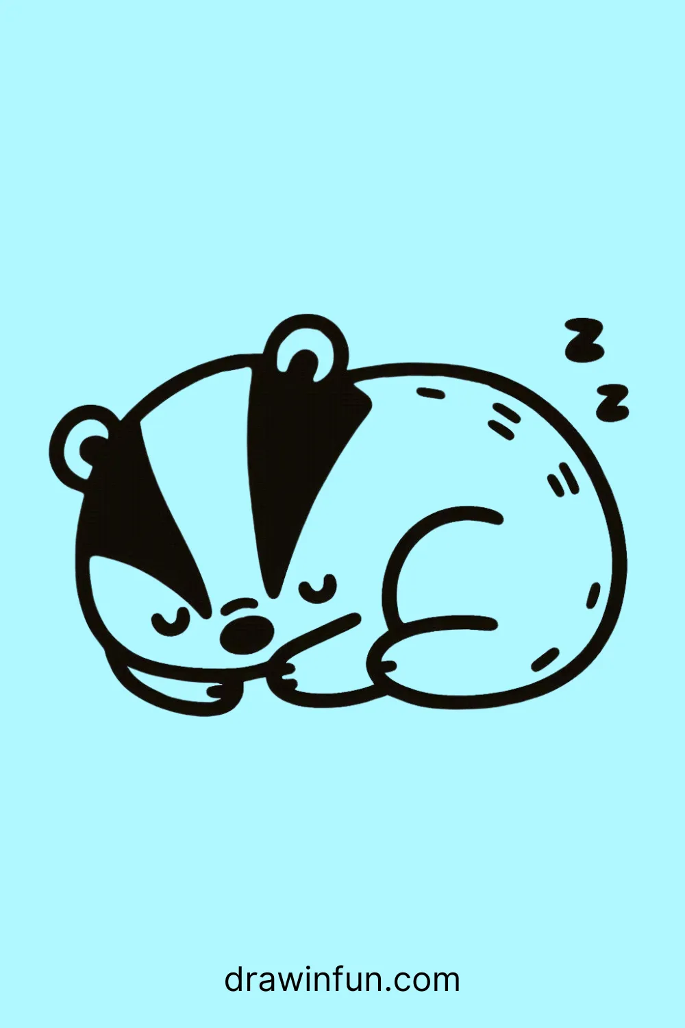 A badger sleeping with a happy face easy drawing