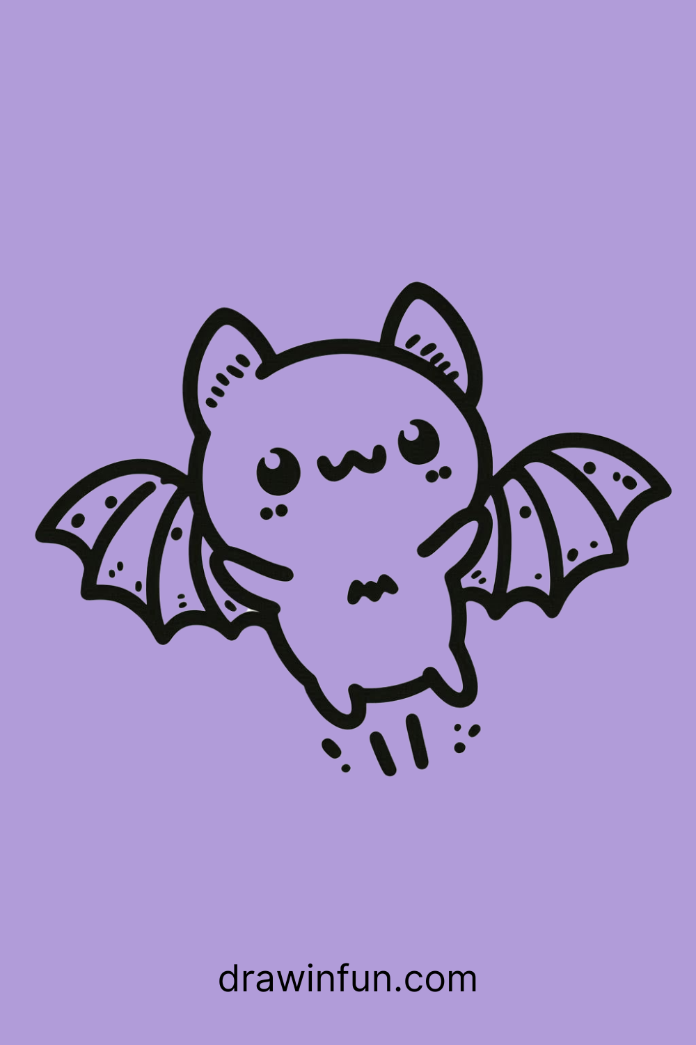 A bat flying with a tiny star easy drawing