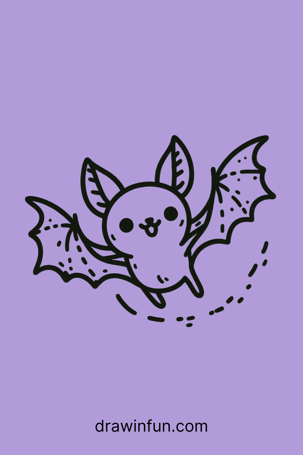 A bat flying with a tiny star easy drawing