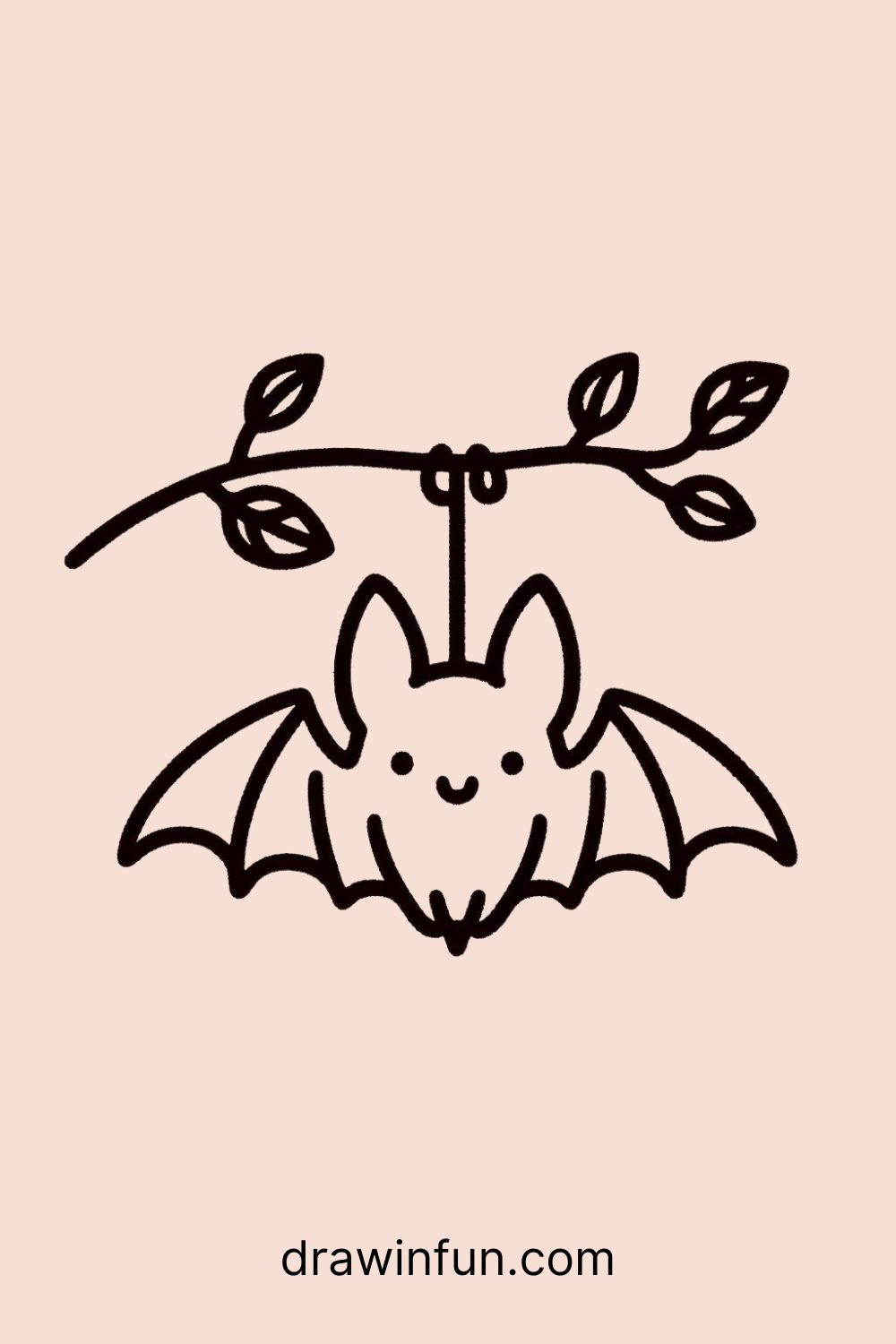 A bat hanging from a vine easy drawing